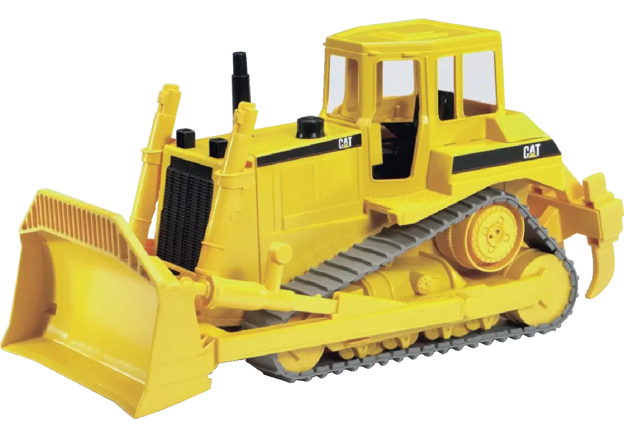 Bulldozer Caterpillar Bruder 02422 mit Gummikette und beweglicher Schaufel im Maßstab 1:16