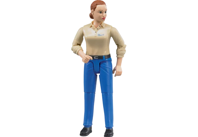 Bruder Spielfigur Frau mit blauer Hose im Maßstab 1:16