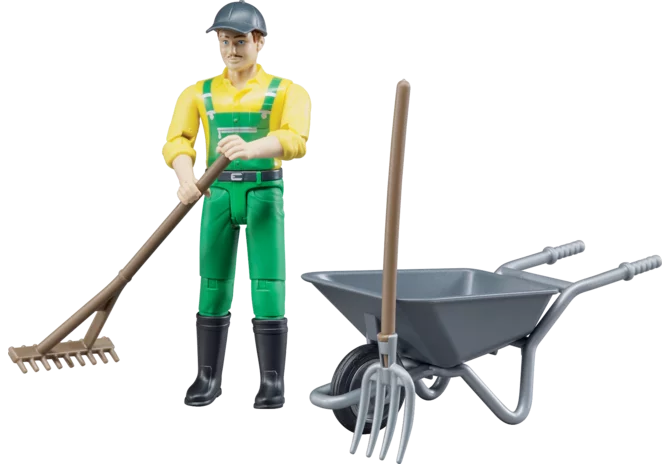 Bruder Landwirt Figuren-Set mit Zubehör im Maßstab 1:16