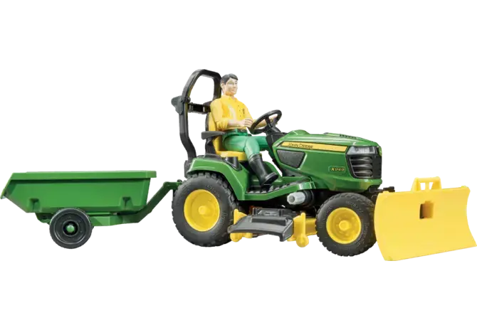Bruder John Deere Rasenmäher 62104 mit Gärtnerfigur – Spielset für Kinder