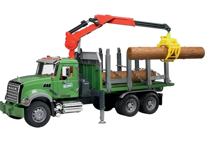 Bruder MACK Granite Holztransporter 02824 – Forst-LKW mit Holzkran im Maßstab 1:16