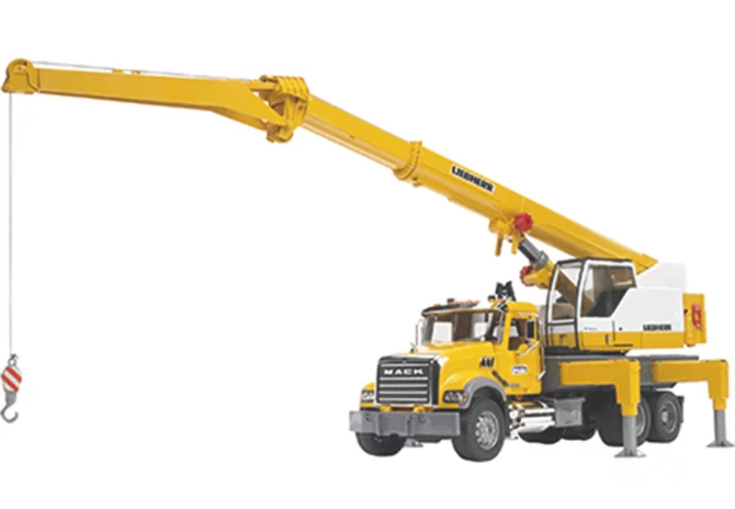 Bruder MACK Granite LKW mit Liebherr Kran Spielzeug im Maßstab 1:16