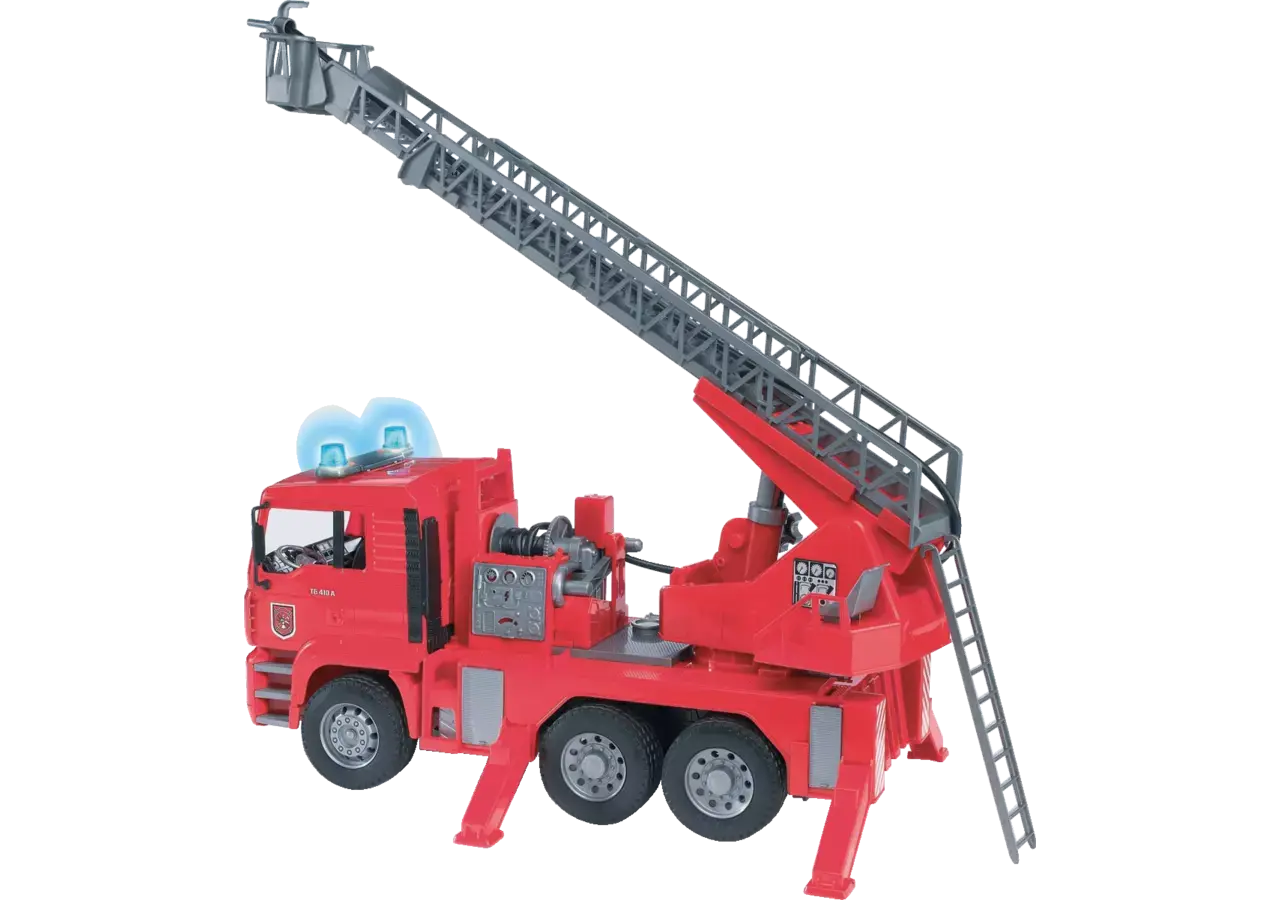 Bruder MAN Feuerwehr-LKW Drehleiter 02771 – roter Einsatzwagen mit ausziehbarer Leiter