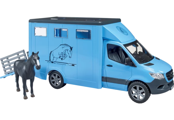 Bruder Mercedes-Benz Tiertransporter mit Pferd im Maßstab 1:16