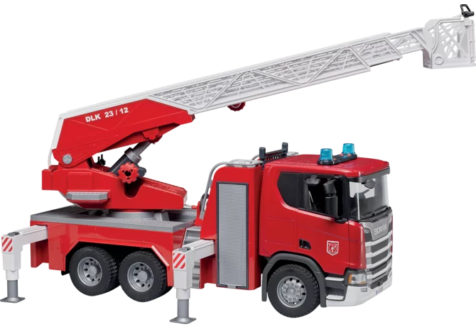 Bruder Scania Super 560R Feuerwehr mit Drehleiter Spielzeug 1:16