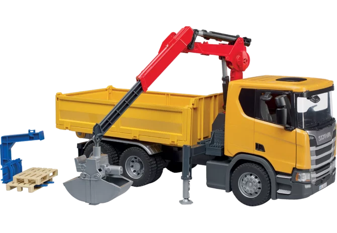 Bruder Scania Super 560R Kran-LKW mit 2 Paletten Spielzeug 1:16