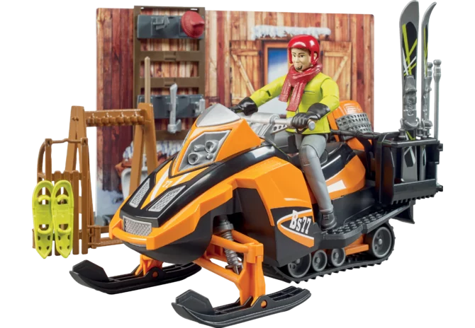 Bruder Snowmobil mit Berghütte Spielset für Winterabenteuer