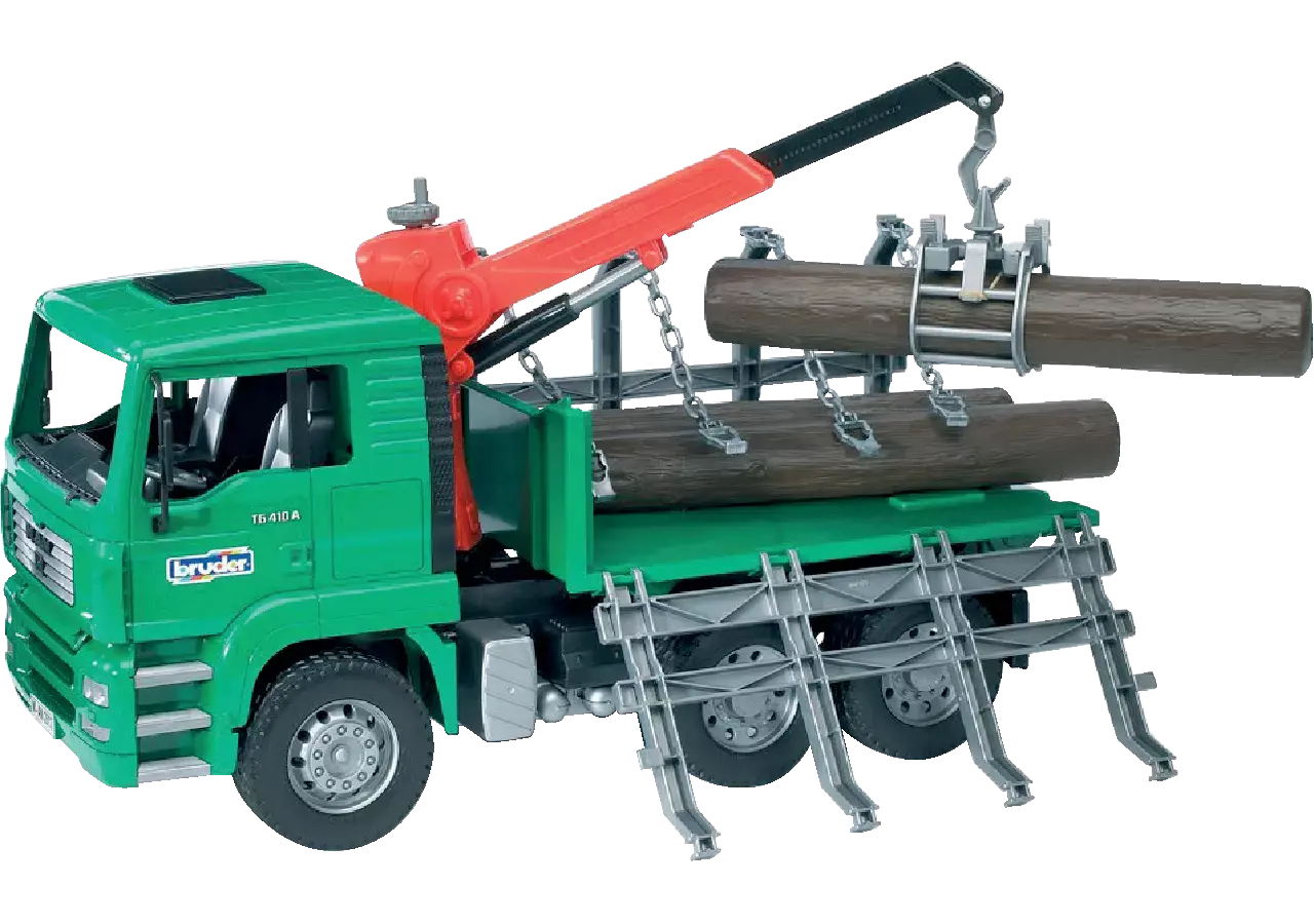 Bruder MAN TGA Holztransporter 02769 – Forstfahrzeug im Maßstab 1:16 seitliche Ansicht