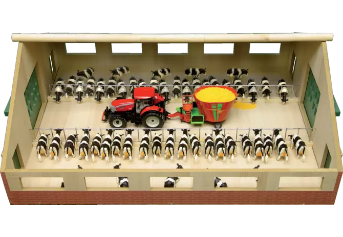 Kids Globe Kuhstall im Maßstab 1:32, detailreicher Stall ohne Inhalt