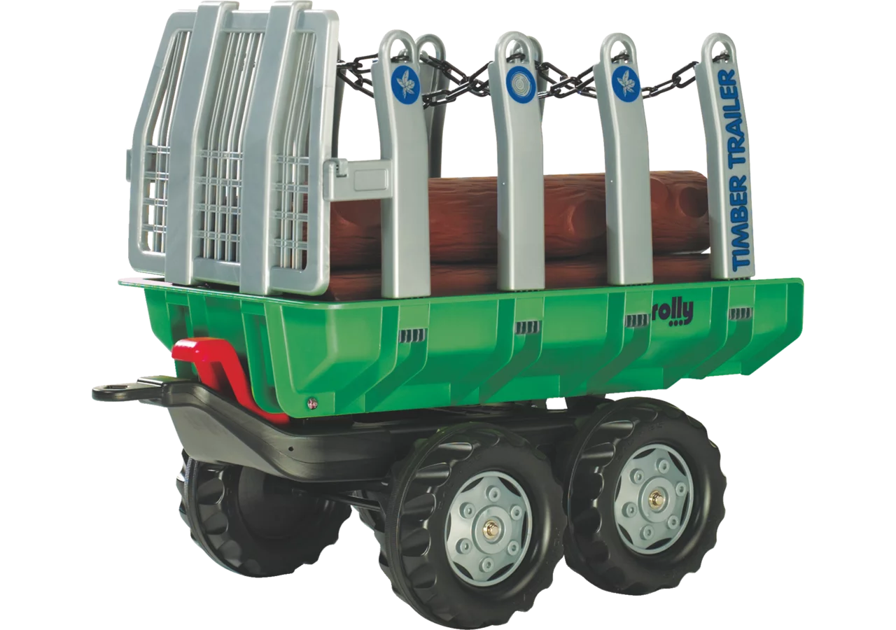 Rollytoys Holzanhänger mit Tandemachse und Rundhölzern für Kinder ab 3 Jahren