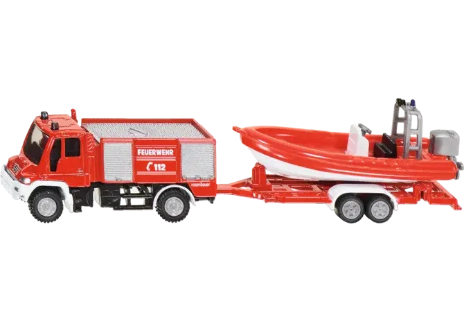 Siku Unimog Feuerwehr mit Rettungsboot Spielzeug 1:87