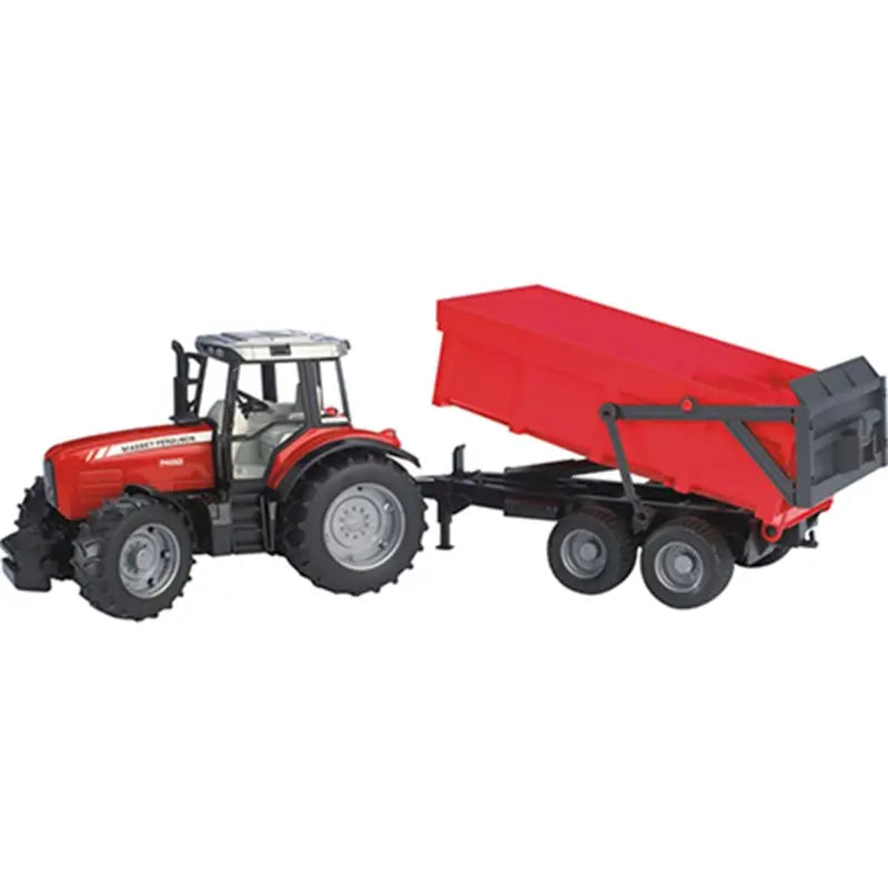 Bruder Massey Ferguson 7480 mit Wannenkipper im Maßstab 1:16 – Seitenansicht