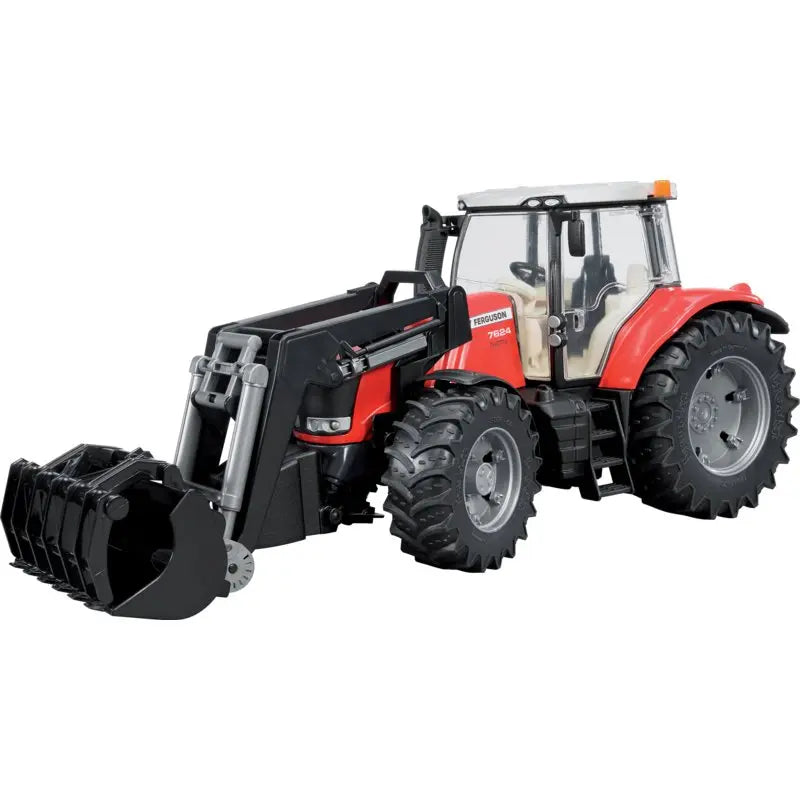 Bruder Massey Ferguson 7624 mit Frontlader im Maßstab 1:16, seitliche Ansicht