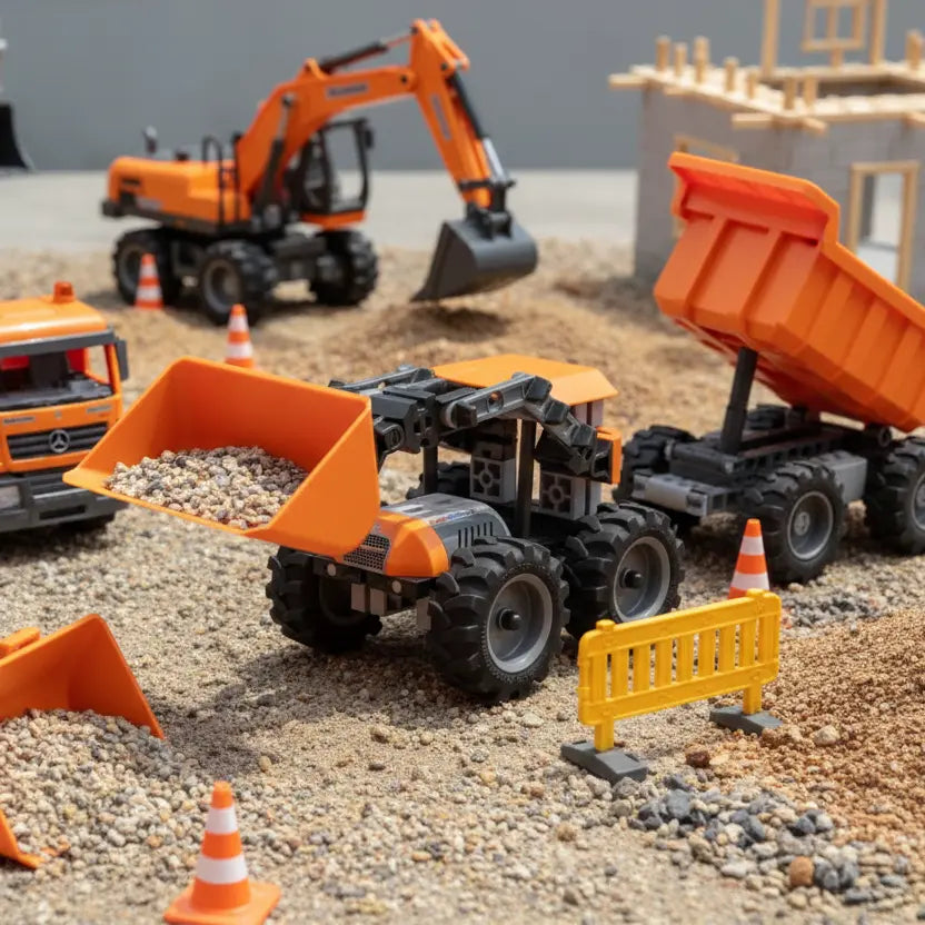 LKW und Baumaschinen
