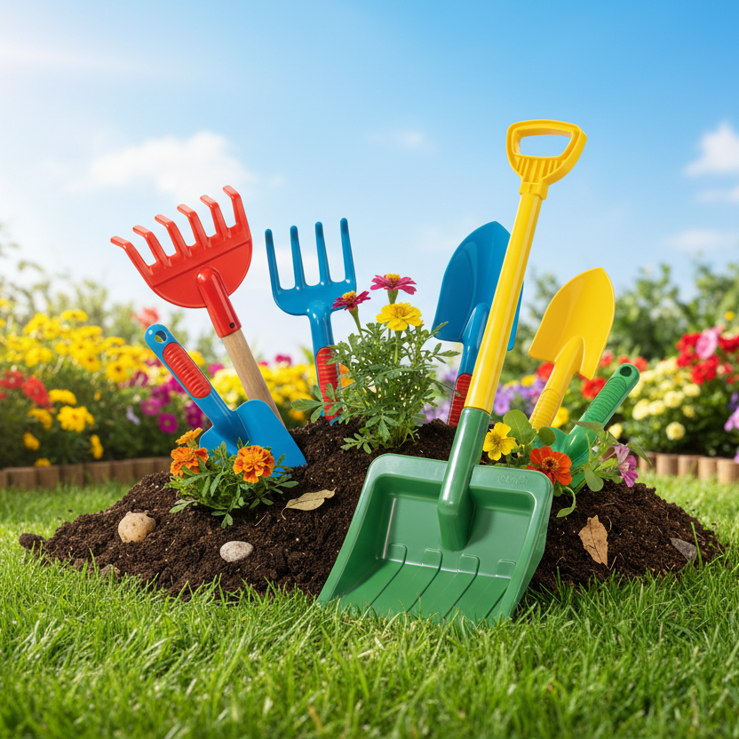Kinder-Rechen und Schaufeln für Garten und Sandkasten