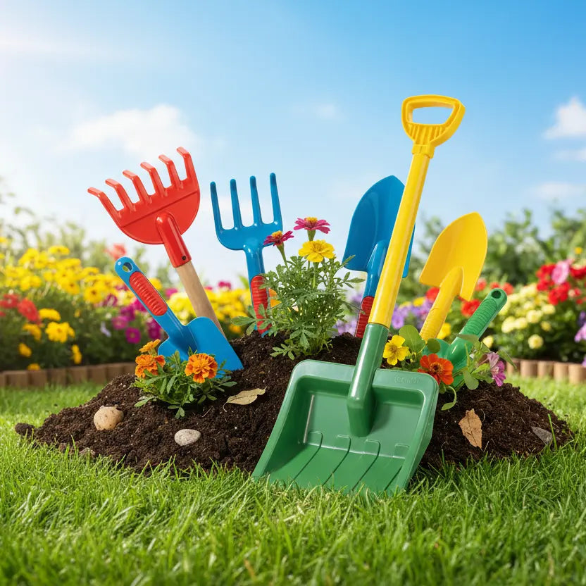 Kinder-Rechen und Schaufeln für Garten und Sandkasten