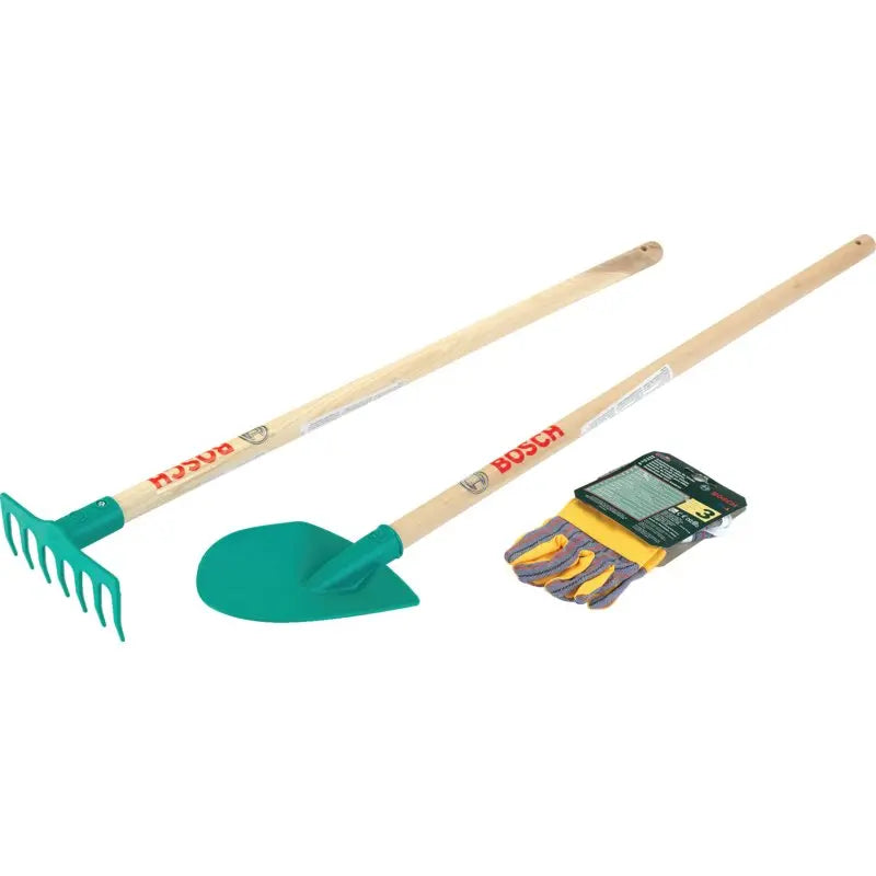 Bosch Gartenset klein Gartenwerkzeug Kinder mit Schaufel, Rechen und Handschuhen