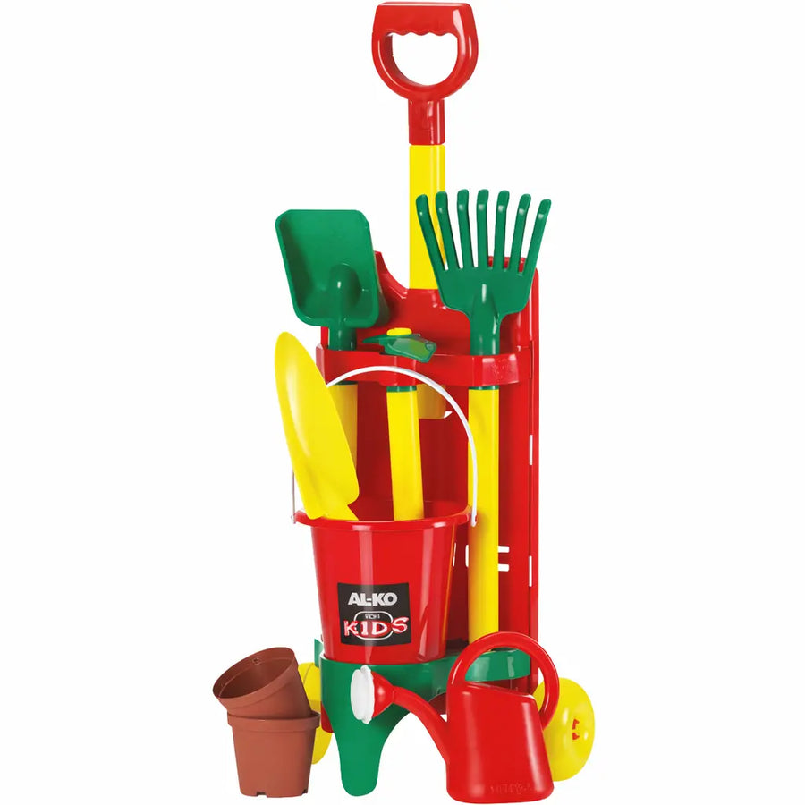 AL-KO Mini Gartenwagen Kinder-Gartenset mit Schaufel, Rechen und Gießkanne für Kinder ab 3