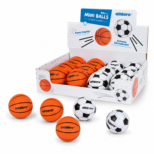 Mini Spielball Basketball alldoro 60295 – orangener Gummiball 6 cm in Kinderhänden