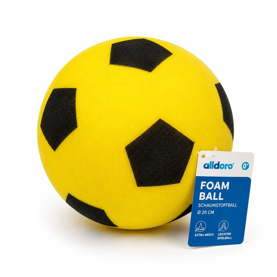 Schaumstoffball alldoro gelb 63103 – weicher Spielball Ø 20 cm in leuchtendem Gelb