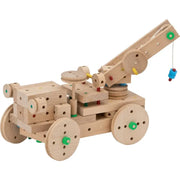 Matador E318 Holzbaukasten – Detailansicht des präzisen Stecksystems aus Holz