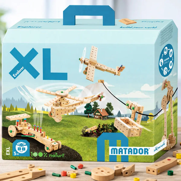 Matador EXL Baukasten 902 Teile – Konstruktionsset aus Holz und Kunststoff ab 5 Jahren