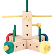 Matador M108 Holzbaukasten – Kind baut ein Modell mit dem Stecksystem