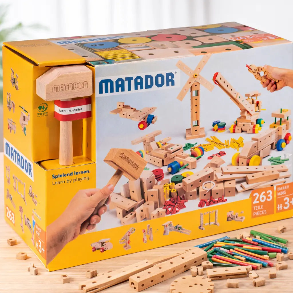 Matador M263 Holzbaukasten 93 Modelle – Übersicht aller Bauteile aus nachhaltigem Holz