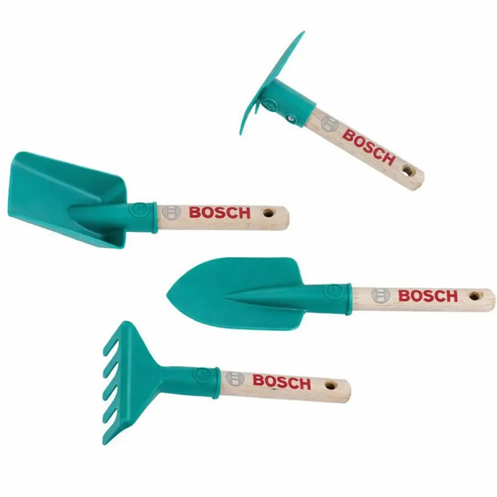 Bosch Garten-Handgeräteset Kinder 4-teilig klein – buntes Spielzeug-Gartenset von klein