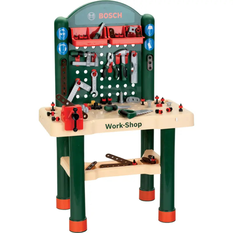 BOSCH Spielzeug Werkbank 82-teilig mit Zubehör und Lernfunktion für Kinder ab 3 Jahren