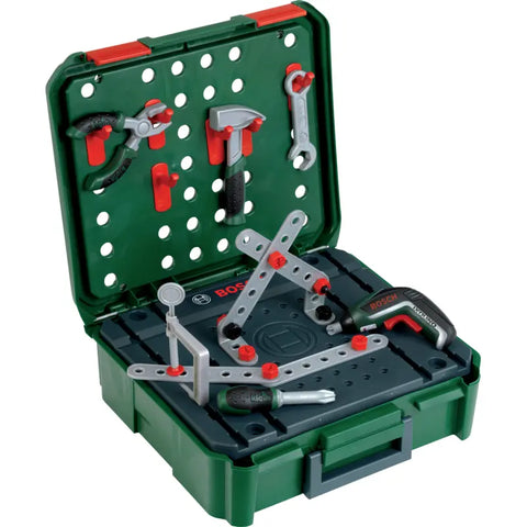 Bosch Werkbankkoffer Spielzeug 75-teilig mit Akkuschrauber und Zubehör im Koffer