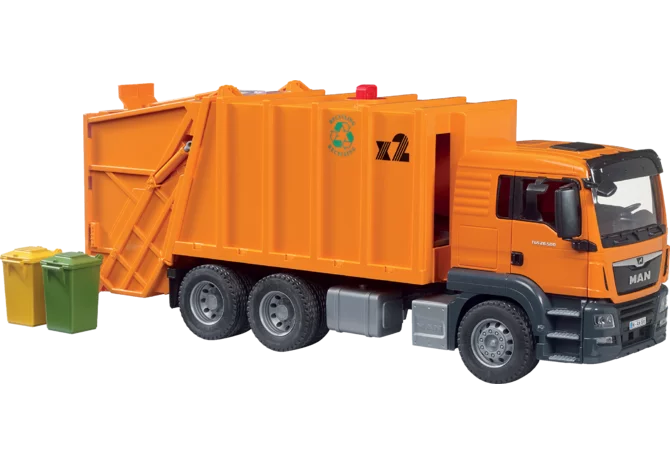 Bruder MAN TGS Müllabfuhr mit zwei Mülltonnen Spielzeug 1:16
