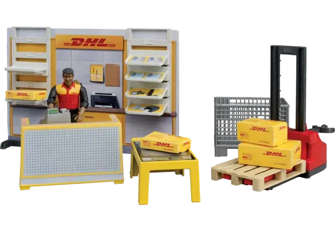 Bruder Handhubwagen DHL 62251 bworld Spielset mit DHL-Design für Kinder