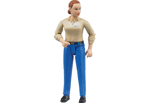 Spielfigur Frau blaue Hose Bruder 60408 im Maßstab 1:16, 11 cm groß