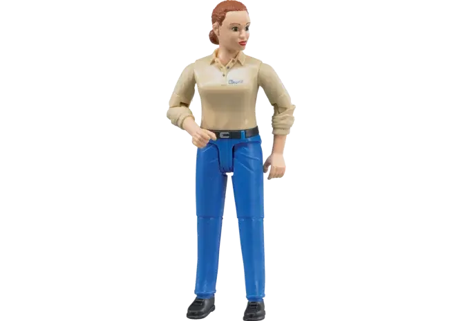 Spielfigur Frau blaue Hose Bruder 60408 im Maßstab 1:16, 11 cm groß