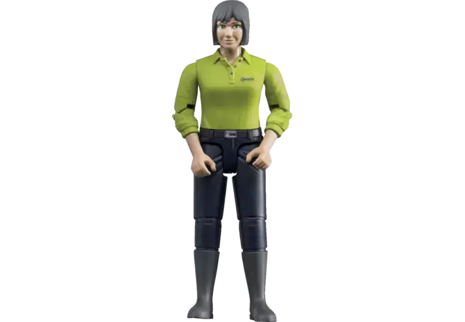 Spielfigur Frau dunkelblaue Hose Bruder 60405 im Maßstab 1:16 stehend