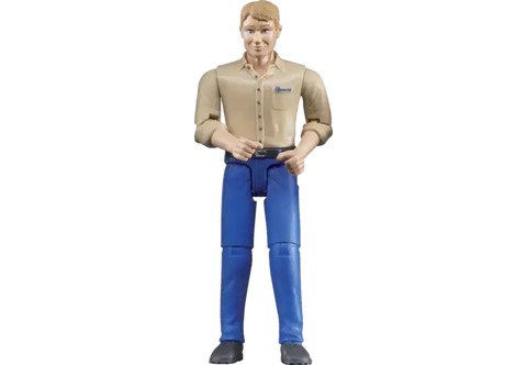 Spielfigur Mann blaue Hose Bruder 60006 im Maßstab 1:16, stehend, Frontansicht