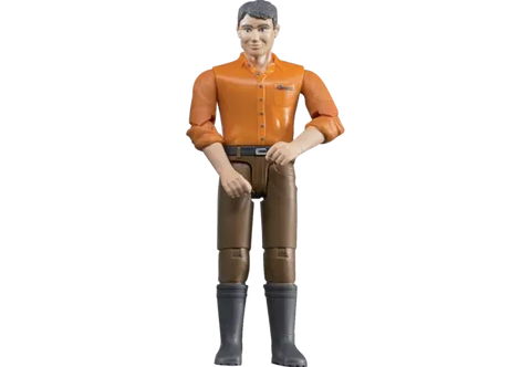 Spielfigur Mann Bruder 60007 mit dunkelbrauner Hose im Maßstab 1:16, Seitenansicht