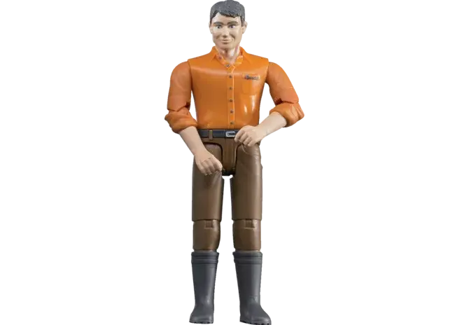 Spielfigur Mann Bruder 60007 mit dunkelbrauner Hose im Maßstab 1:16, Seitenansicht