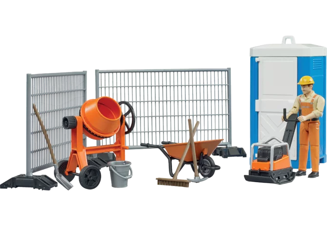 Bruder Baustellen-Figurenset mit Bauarbeiter und Zubehör im Maßstab 1:16
