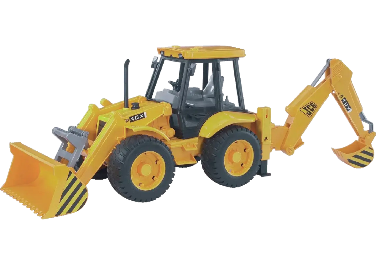 Baggerlader JCB 4CX Bruder 02428 im Maßstab 1:16 mit Frontlader und Heckausleger