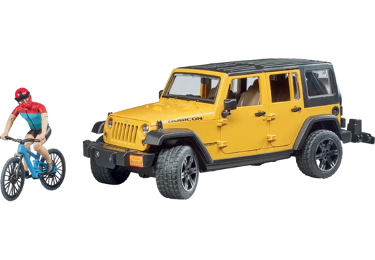 Bruder Jeep Wrangler Unlimited mit Radfahrer Spielzeug

