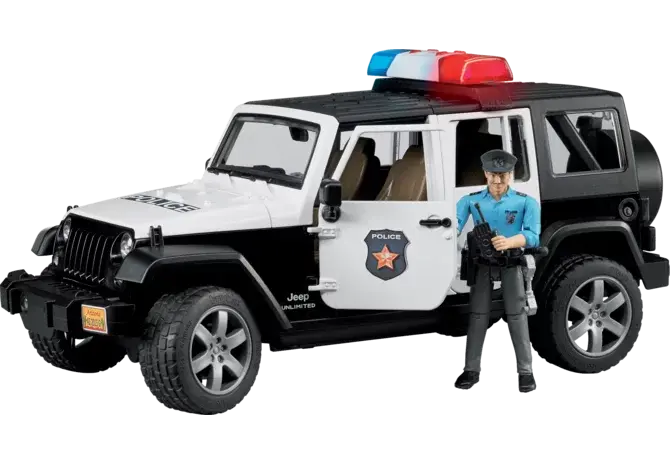 Bruder Jeep Wrangler Rubicon Polizei 02526 – Offroad-Polizeifahrzeug im Maßstab 1:16
