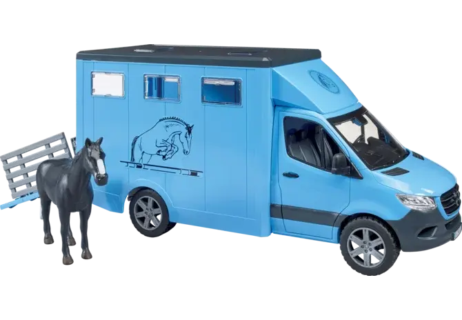Bruder Tiertransporter Mercedes-Benz Pferd 02533 im Maßstab 1:16 mit Hecktür und Pferd