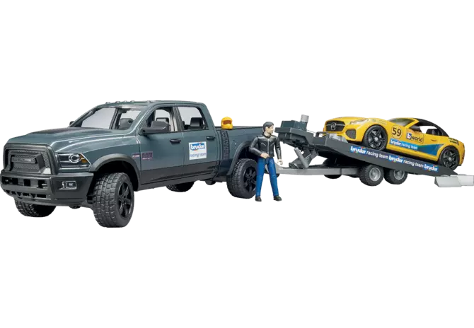Bruder RAM 2500 Pickup mit Autoanhänger Spielzeug im Maßstab 1:16
