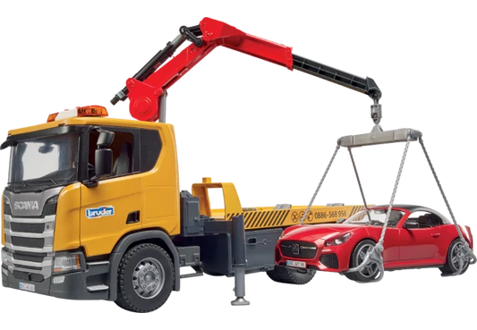 Bruder Scania Super 560R Abschleppwagen mit Roadster Spielzeug 1:16
