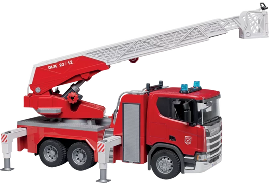 Bruder Scania Super 560R Feuerwehr mit Drehleiter Spielzeug 1:16

