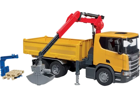 Bruder Scania Kran-LKW 03551 – Scania Super 560R mit Ladekran und Paletten im Maßstab 1:16
