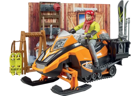Bruder Snowmobil Berghütte 63102 – Winter-Abenteuerset mit Snowmobil und Berghütte