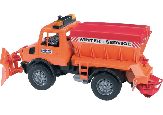 Bruder Unimog Winterdienst mit Schneepflug Spielzeug im Maßstab 1:16

